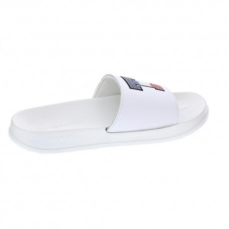 Chanclas Tommy Hilfiger zapatos Mujer modelo Sequins Sparkle Blanco 