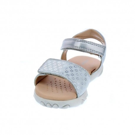 Sandalias Geox zapatos Niña modelo Sandal Haiti Plata 
