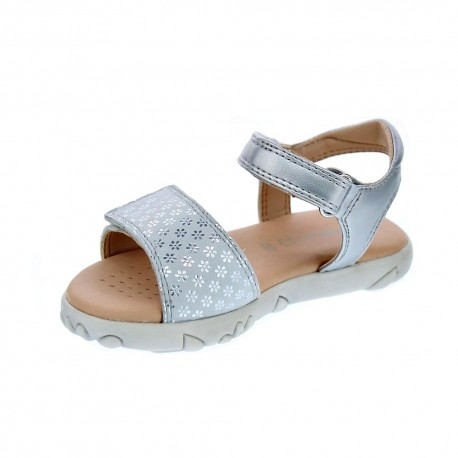 Sandalias Geox zapatos Niña modelo Sandal Haiti Plata 