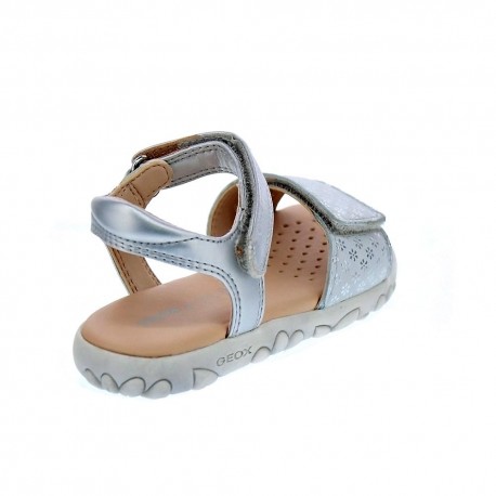 Sandalias Geox zapatos Niña modelo Sandal Haiti Plata 