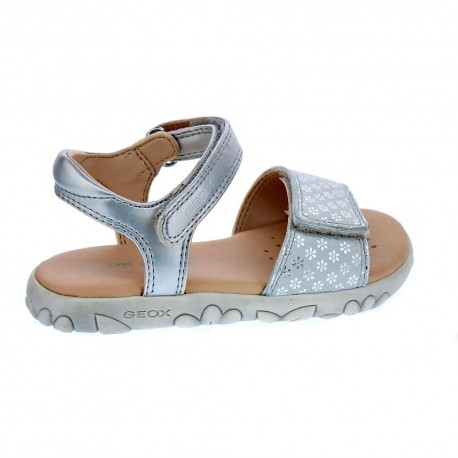 Sandalias Geox zapatos Niña modelo Sandal Haiti Plata 