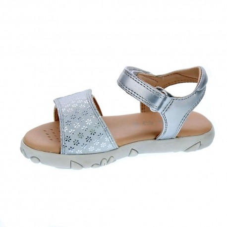 Sandalias Geox zapatos Niña modelo Sandal Haiti Plata 
