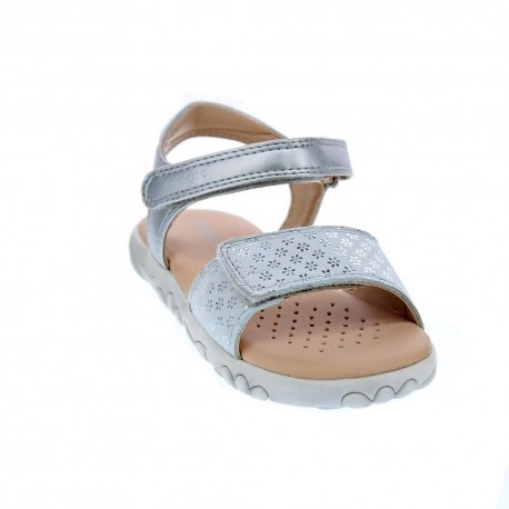 Sandalias Geox zapatos Niña modelo Sandal Haiti Plata 