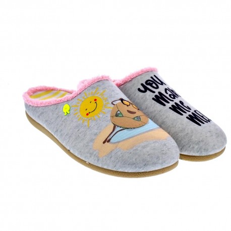 Pantuflas Potatoes zapatos Mujer modelo Medea Gris 
