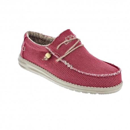 Mocasines Hey Dude zapatos Hombre modelo Wally Braided Rojo Elástico
