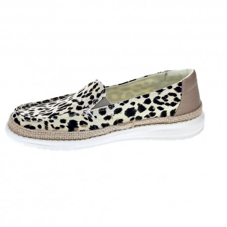 Mocasines Hey Dude zapatos Mujer modelo Lena Leopard Beige 