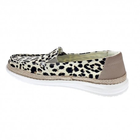 Mocasines Hey Dude zapatos Mujer modelo Lena Leopard Beige 