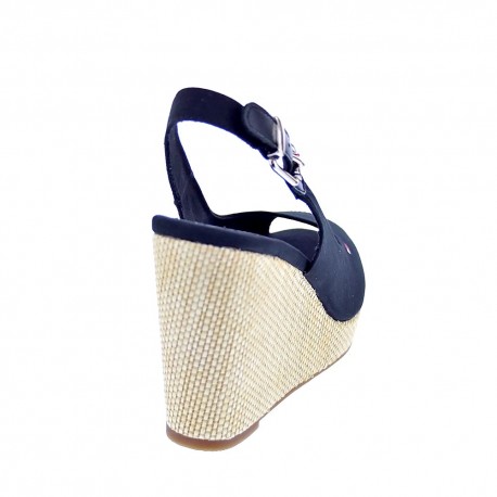 Sandalias Tommy Hilfiger zapatos Mujer modelo Iconic Elena Back Negro 