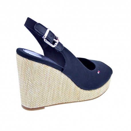 Sandalias Tommy Hilfiger zapatos Mujer modelo Iconic Elena Back Negro 