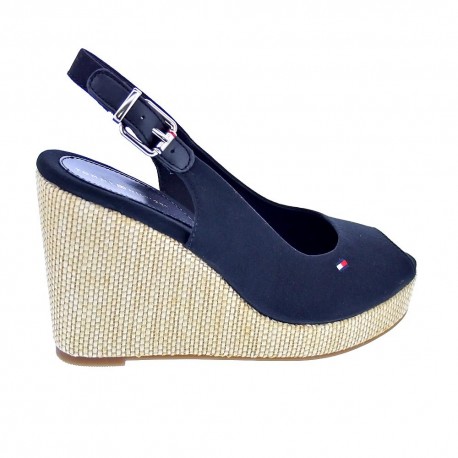 Sandalias Tommy Hilfiger zapatos Mujer modelo Iconic Elena Back Negro 