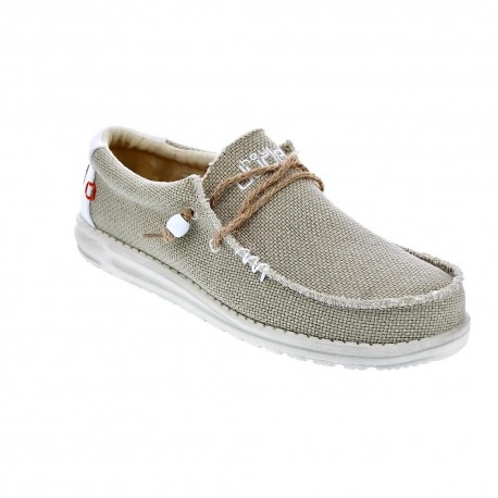 Mocasines Hey Dude zapatos Hombre modelo Wally Braided Beige Elástico