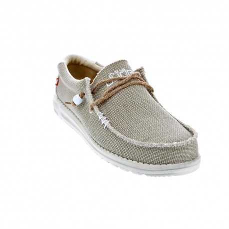 Mocasines Hey Dude zapatos Hombre modelo Wally Braided Beige Elástico