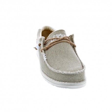 Mocasines Hey Dude zapatos Hombre modelo Wally Braided Beige Elástico