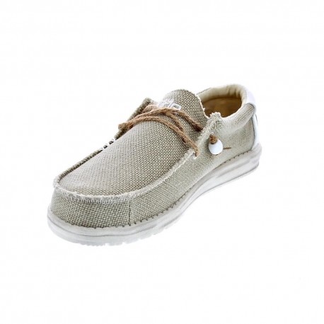 Mocasines Hey Dude zapatos Hombre modelo Wally Braided Beige Elástico