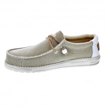 Mocasines Hey Dude zapatos Hombre modelo Wally Braided Beige Elástico