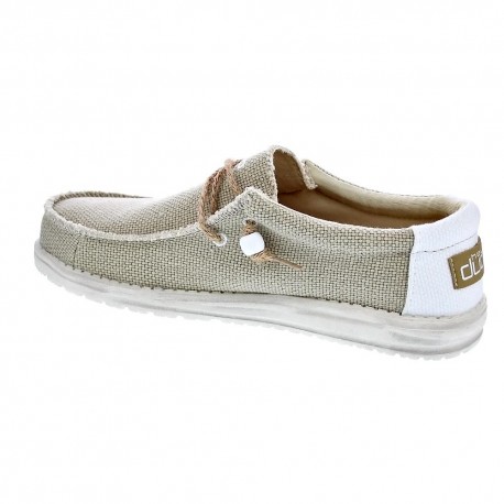 Mocasines Hey Dude zapatos Hombre modelo Wally Braided Beige Elástico