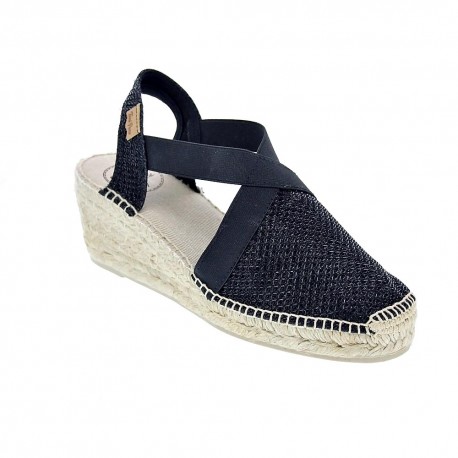 Alpargatas Toni Pons zapatos Mujer modelo Triton Negro Elástico