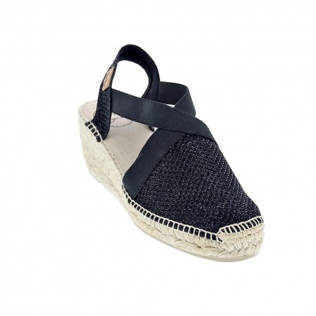 Alpargatas Toni Pons zapatos Mujer modelo Triton Negro Elástico