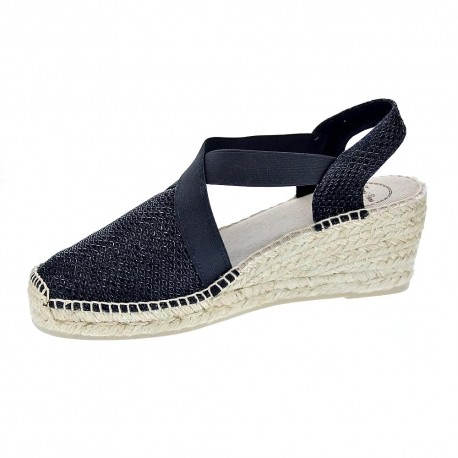 Alpargatas Toni Pons zapatos Mujer modelo Triton Negro Elástico