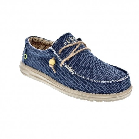 Mocasines Hey Dude zapatos Hombre modelo Wally Braided Azul Elástico