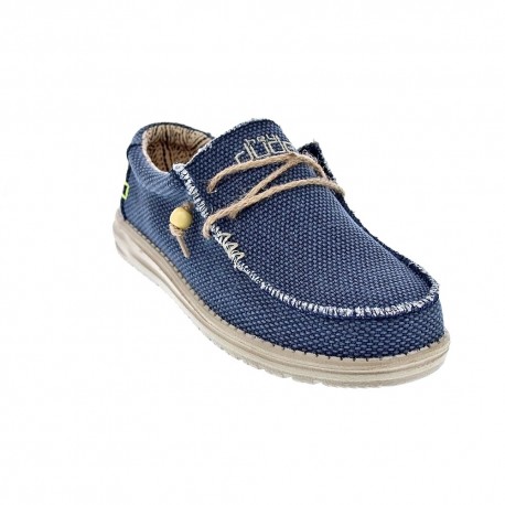 Mocasines Hey Dude zapatos Hombre modelo Wally Braided Azul Elástico