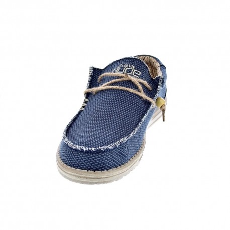 Mocasines Hey Dude zapatos Hombre modelo Wally Braided Azul Elástico