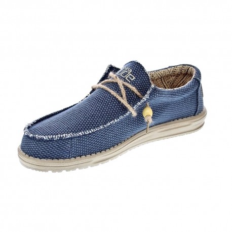 Mocasines Hey Dude zapatos Hombre modelo Wally Braided Azul Elástico
