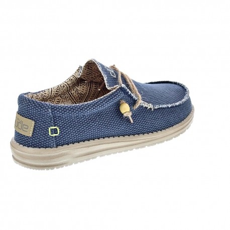 Mocasines Hey Dude zapatos Hombre modelo Wally Braided Azul Elástico