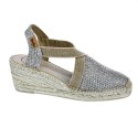 Alpargatas Toni Pons zapatos Mujer modelo Triton Plata Elástico