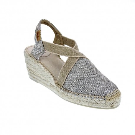 Alpargatas Toni Pons zapatos Mujer modelo Triton Plata Elástico