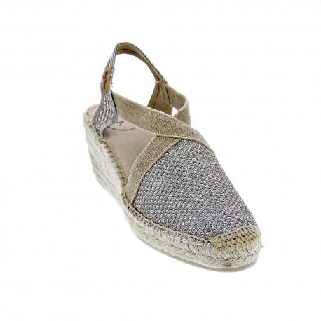 Alpargatas Toni Pons zapatos Mujer modelo Triton Plata Elástico