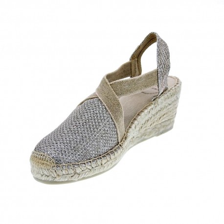 Alpargatas Toni Pons zapatos Mujer modelo Triton Plata Elástico