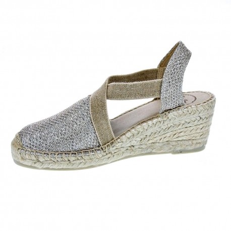 Alpargatas Toni Pons zapatos Mujer modelo Triton Plata Elástico