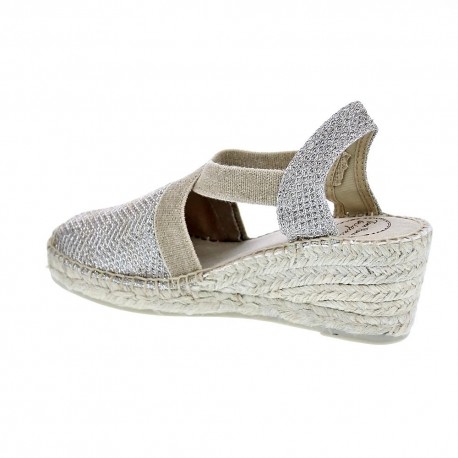 Alpargatas Toni Pons zapatos Mujer modelo Triton Plata Elástico