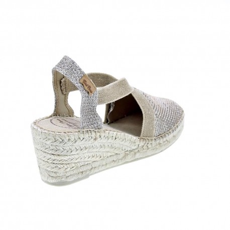 Alpargatas Toni Pons zapatos Mujer modelo Triton Plata Elástico