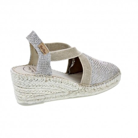 Alpargatas Toni Pons zapatos Mujer modelo Triton Plata Elástico