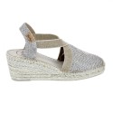 Alpargatas Toni Pons zapatos Mujer modelo Triton Plata Elástico