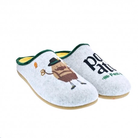 Pantuflas Potatoes zapatos Hombre modelo Garnesica Gris 