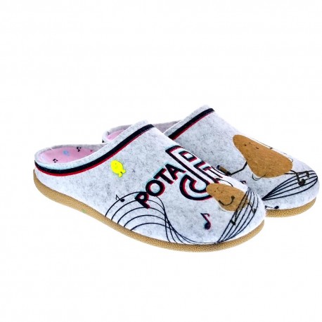 Pantuflas Potatoes zapatos Niña modelo Lingena Gris 