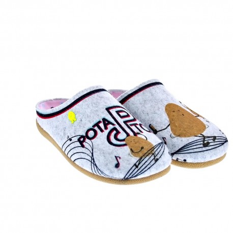 Pantuflas Potatoes zapatos Niña modelo Lingena Gris 