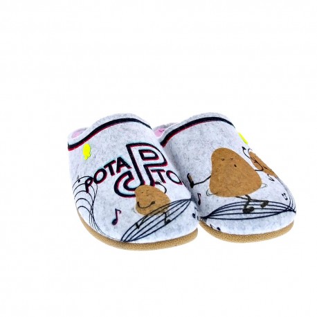 Pantuflas Potatoes zapatos Niña modelo Lingena Gris 