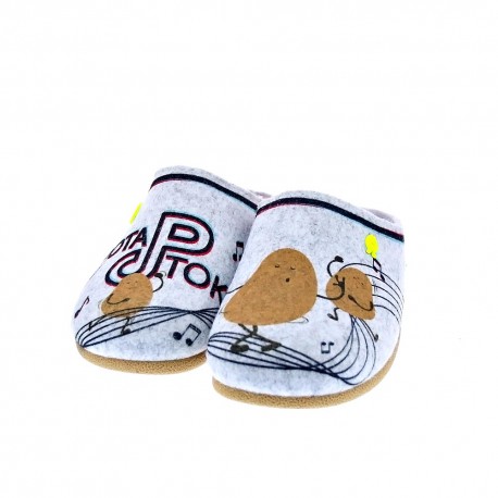 Pantuflas Potatoes zapatos Niña modelo Lingena Gris 
