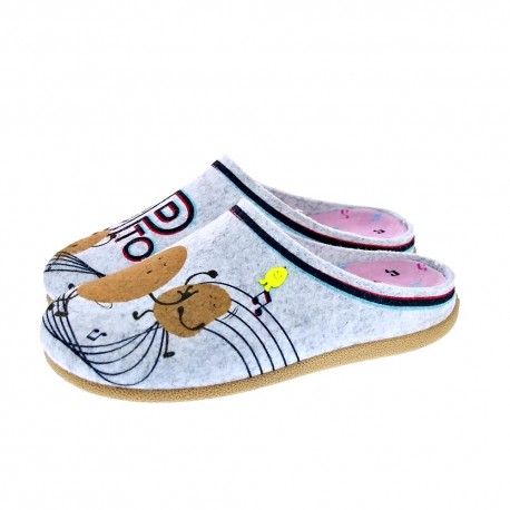 Pantuflas Potatoes zapatos Niña modelo Lingena Gris 