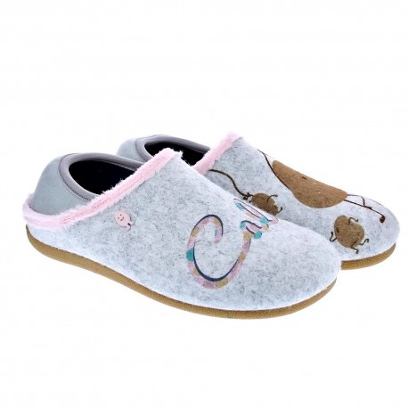 Pantuflas Potatoes zapatos Mujer modelo Berwan Gris 