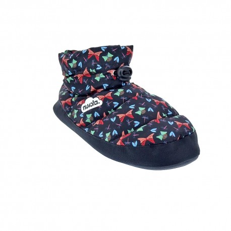 Pantuflas Nuvola zapatos Mujer modelo Boot Home Printed Farfalla Negro 