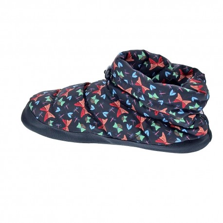Pantuflas Nuvola zapatos Mujer modelo Boot Home Printed Farfalla Negro 