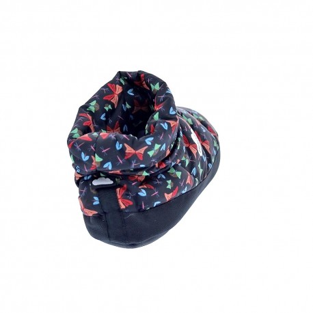 Pantuflas Nuvola zapatos Mujer modelo Boot Home Printed Farfalla Negro 