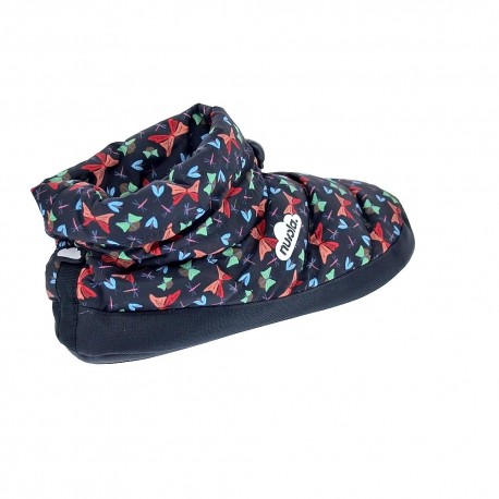 Pantuflas Nuvola zapatos Mujer modelo Boot Home Printed Farfalla Negro 