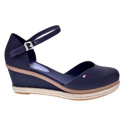 Sandalias Tommy Hilfiger zapatos Mujer modelo Toe Mid Wedge Negro  2