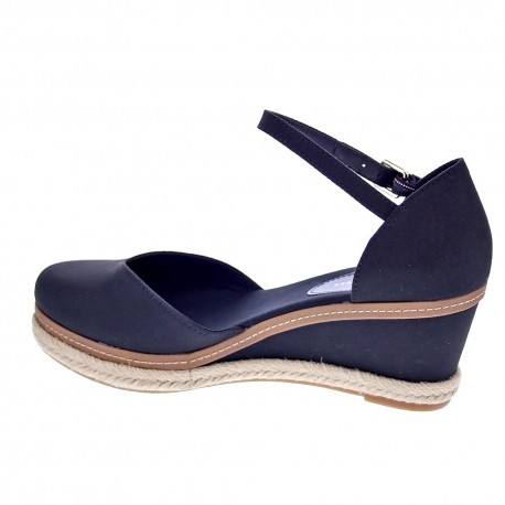 Sandalias Tommy Hilfiger zapatos Mujer modelo Toe Mid Wedge Negro 